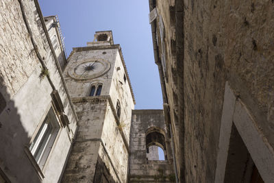 Low angle view of old building against clear sky