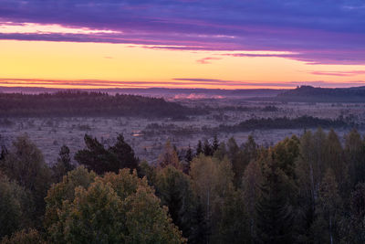 Scenic view of landscape against sky during sunset