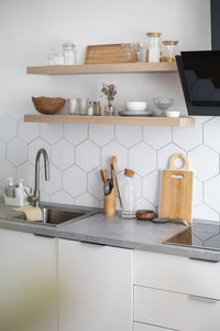 View of kitchen counter at home