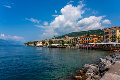 View of the old town of torri del benaco on lake garda in italy.