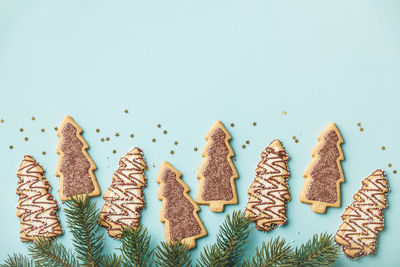 Christmas gingerbread cookies in the shape of a christmas tree