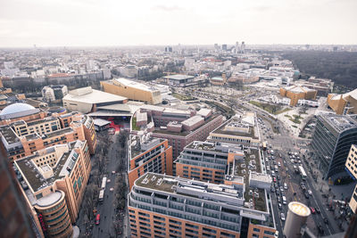 High angle view of cityscape against sky