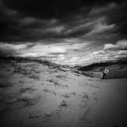 Scenic view of landscape against cloudy sky