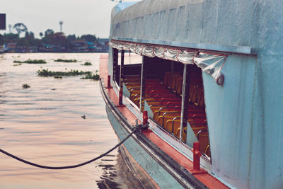 Boat on lake against sky