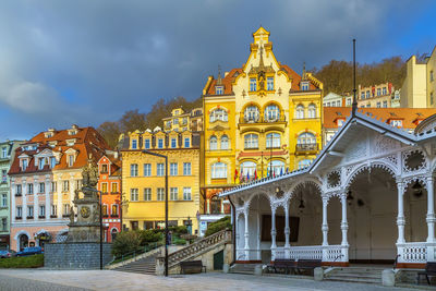 View of city centre of karlovy vary with market colonnade,czech republic