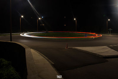 Light trails on road at night