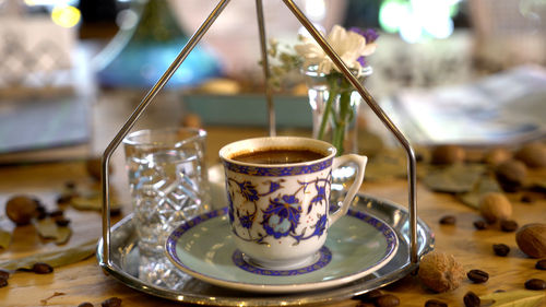 Close-up of coffee on table