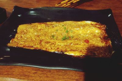 Close-up of bread in plate