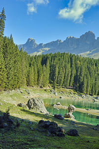 Scenic view of lake against sky