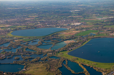 High angle view of river flowing through land