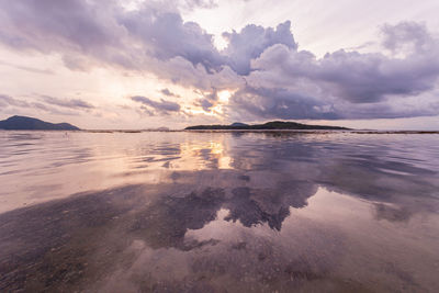 Scenic view of sea against sky at sunset