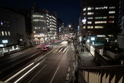 City street and buildings at night