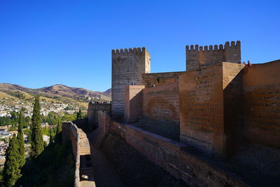 Old ruins against clear blue sky