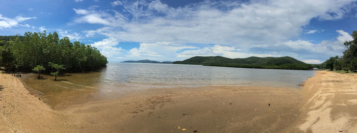 Scenic view of beach against sky