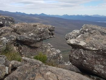 Scenic view of rocky mountains against sky