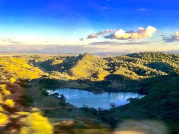 Scenic view of lake against sky