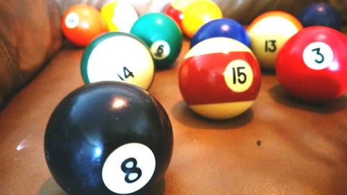 Close-up of balls on table