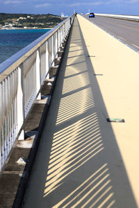 High angle view of pier over sea against sky