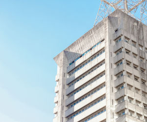 Low angle view of building against clear sky