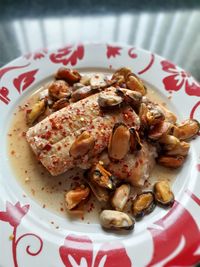 High angle view of meal served in plate