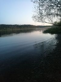 Scenic view of lake against clear sky