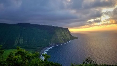 Scenic view of sea against sky during sunset