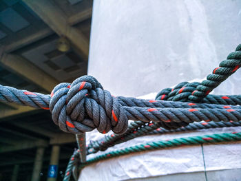 Close-up of ropes tied on rope