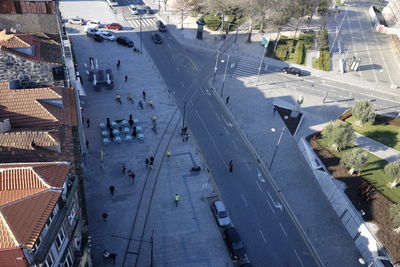 High angle view of city street