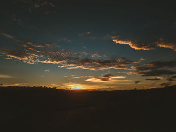 Scenic view of silhouette landscape against sky during sunset