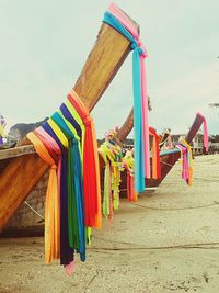 Multi colored built structure against blue sky