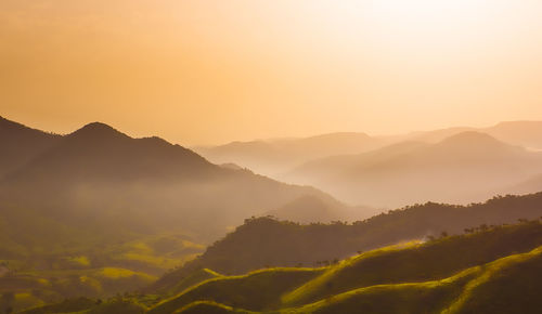 Misty countryside landscape