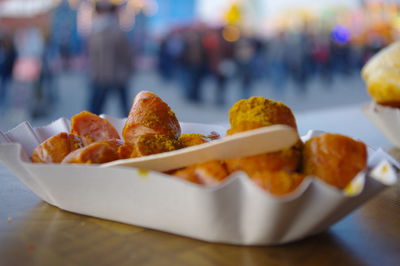 Close-up of food in plate on table