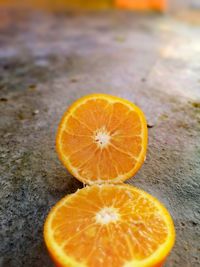 High angle view of orange on table