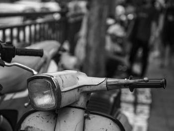 Close-up of bicycle on street