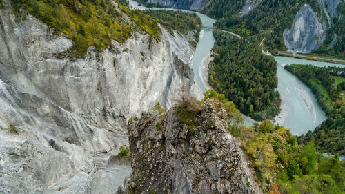 High angle view of waterfall