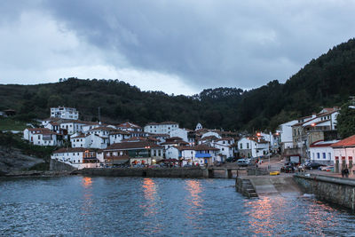 View of town by river