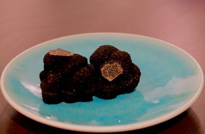 Close-up of dessert in plate on table