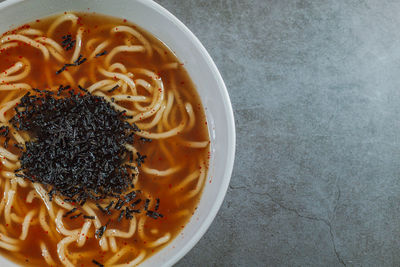 High angle view of food in bowl