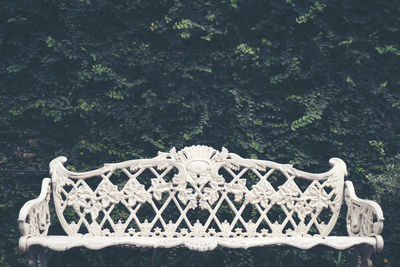 Close-up of metal structure in forest