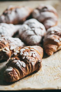 Close-up of sweet croissants on table