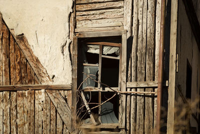 Close-up of abandoned window