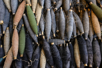 Full frame shot of firewood for sale at market stall