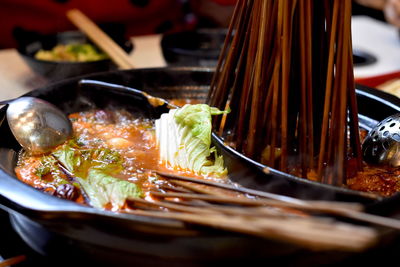 Close-up of food served in plate