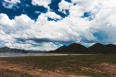 Scenic view of lake against sky