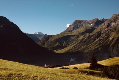 Scenic view of mountains against sky