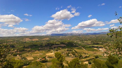 Scenic view of landscape against cloudy sky