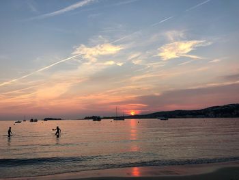 Scenic view of sea against sky during sunset