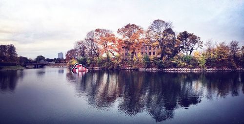 Reflection of trees in river