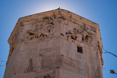 Low angle view of historic building against clear sky