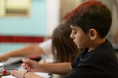 Portrait of child in classroom